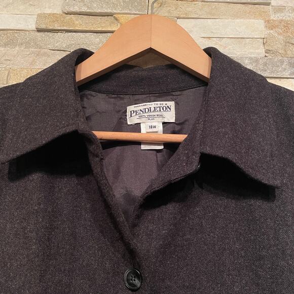 Pendleton 18W Plus 100% Virgin Wool Blazer | Black USA Classic Lined Jacket Coat - Picture 4 of 10